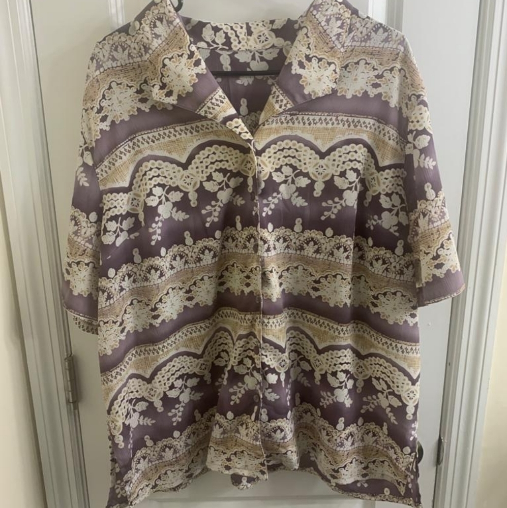 Floral Design Short Sleeve Top Size XXL